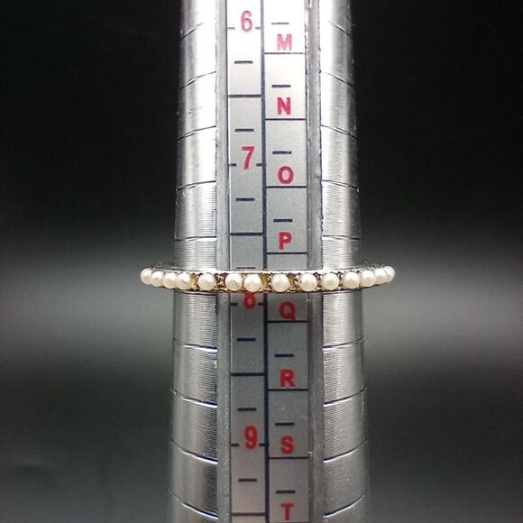 Pearl encrusted mermaid band ring size 8 R219 - Picture 1 of 4